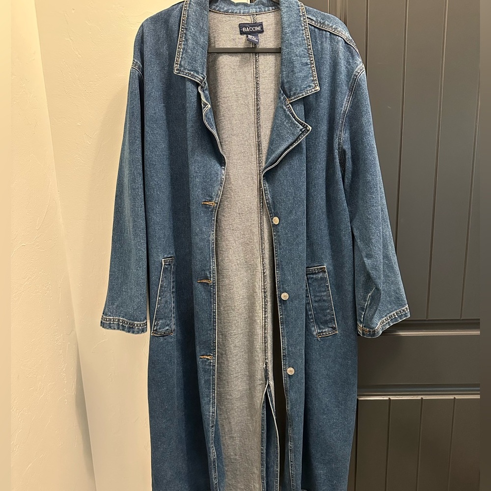 Baccini Women's Classic Blue Denim Long Jacket